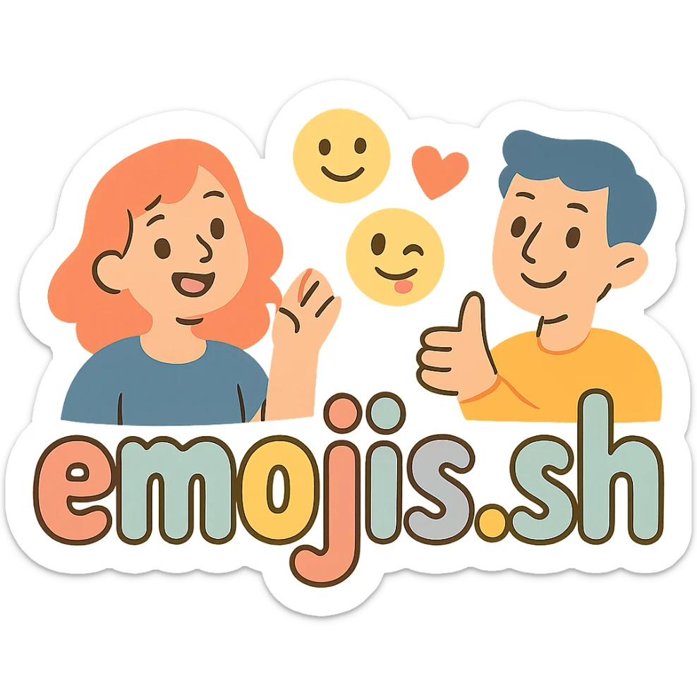 the text 'emojis.sh' in a soft, pastel cartoon style with gentle colors sticker