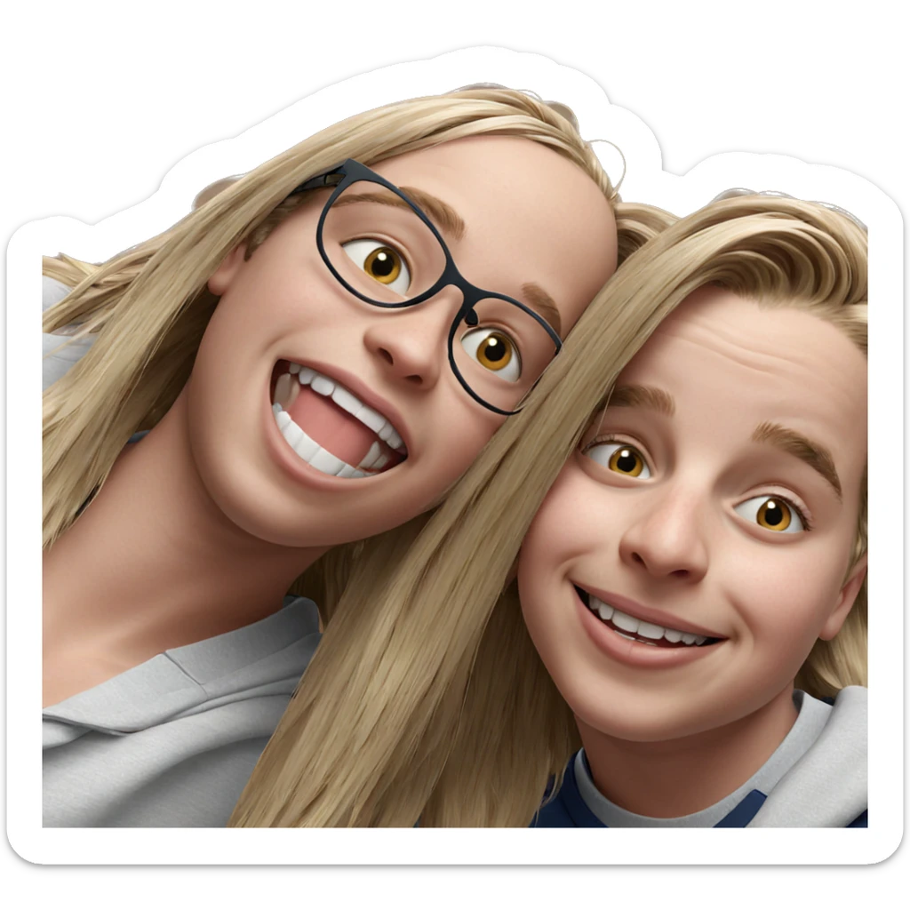 playful boys with blonde hair sticker