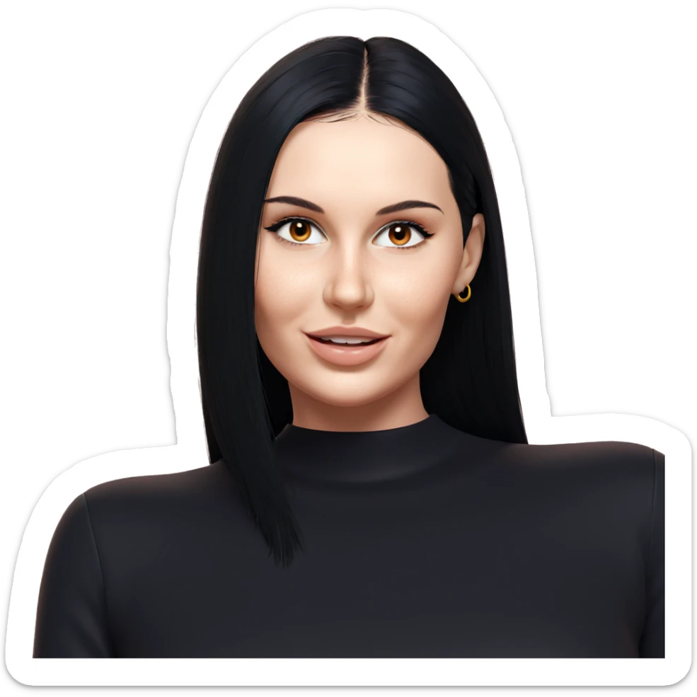 smiling girl with black hair sticker