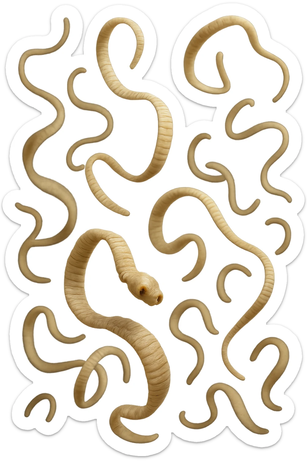 PARASSITI COME LA TENIA FLUTTUANO IN ARIA, iperrealistico 4k sticker