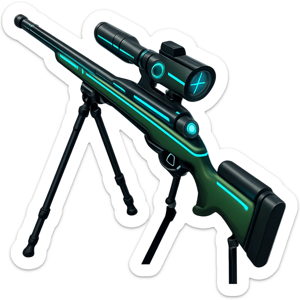 Make the toy sniper rifle much longer and more high tech, in the style of Apple emojis, with no background. Keep the apple emoji style look and feel. sticker