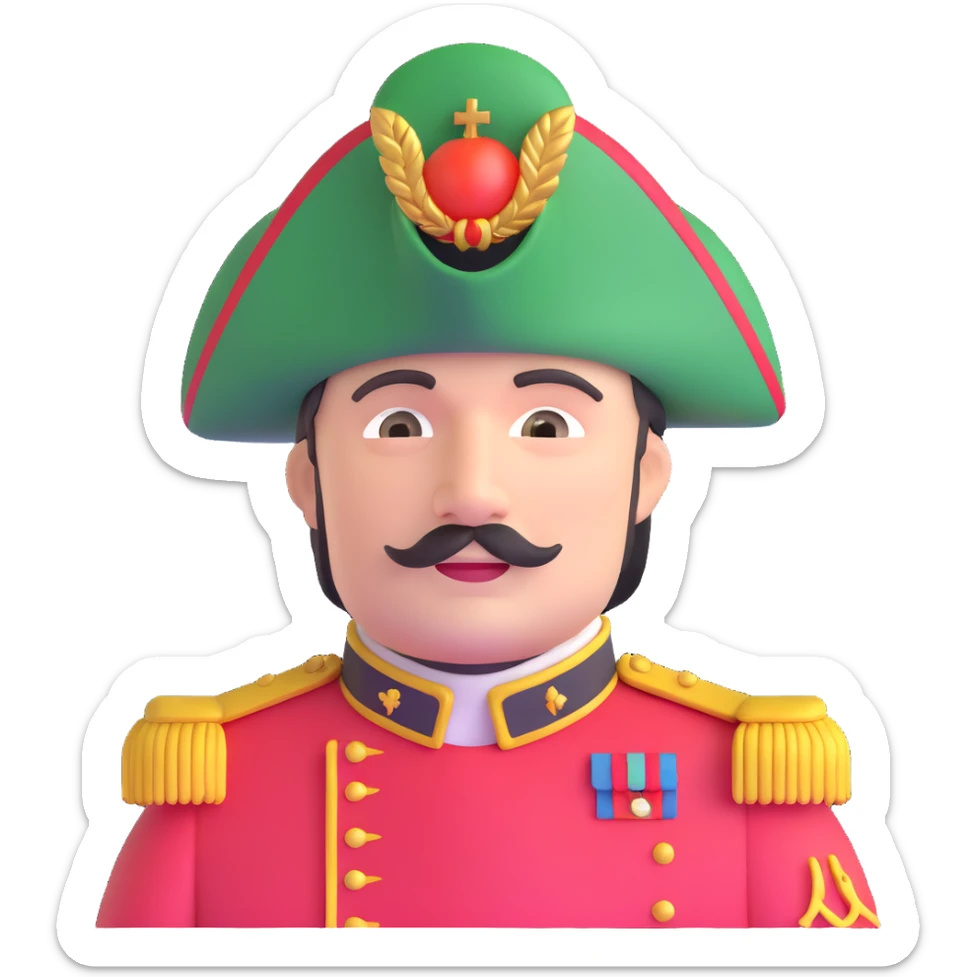tomato wearing Napoleon Bonaparte's bicorne hat and military officer uniform sticker