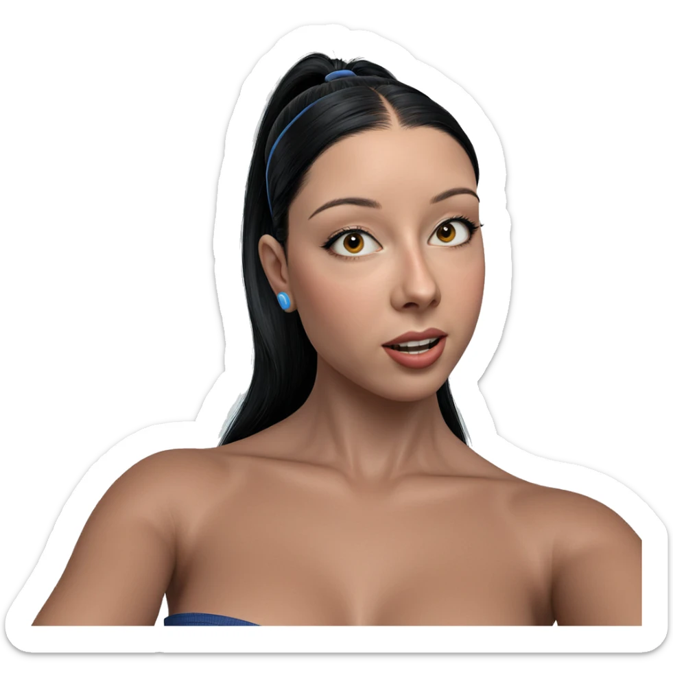 girl with black hair earphones sticker