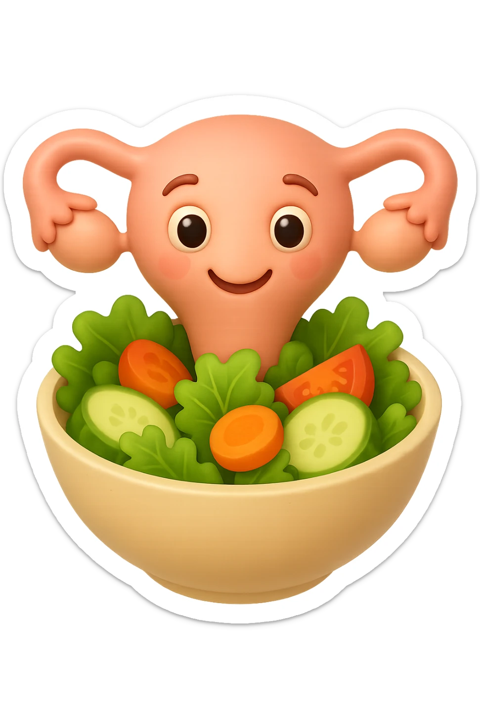 EMOJI STILE IPHONE 3D DI un utero che esce da una bowl di insalata sticker