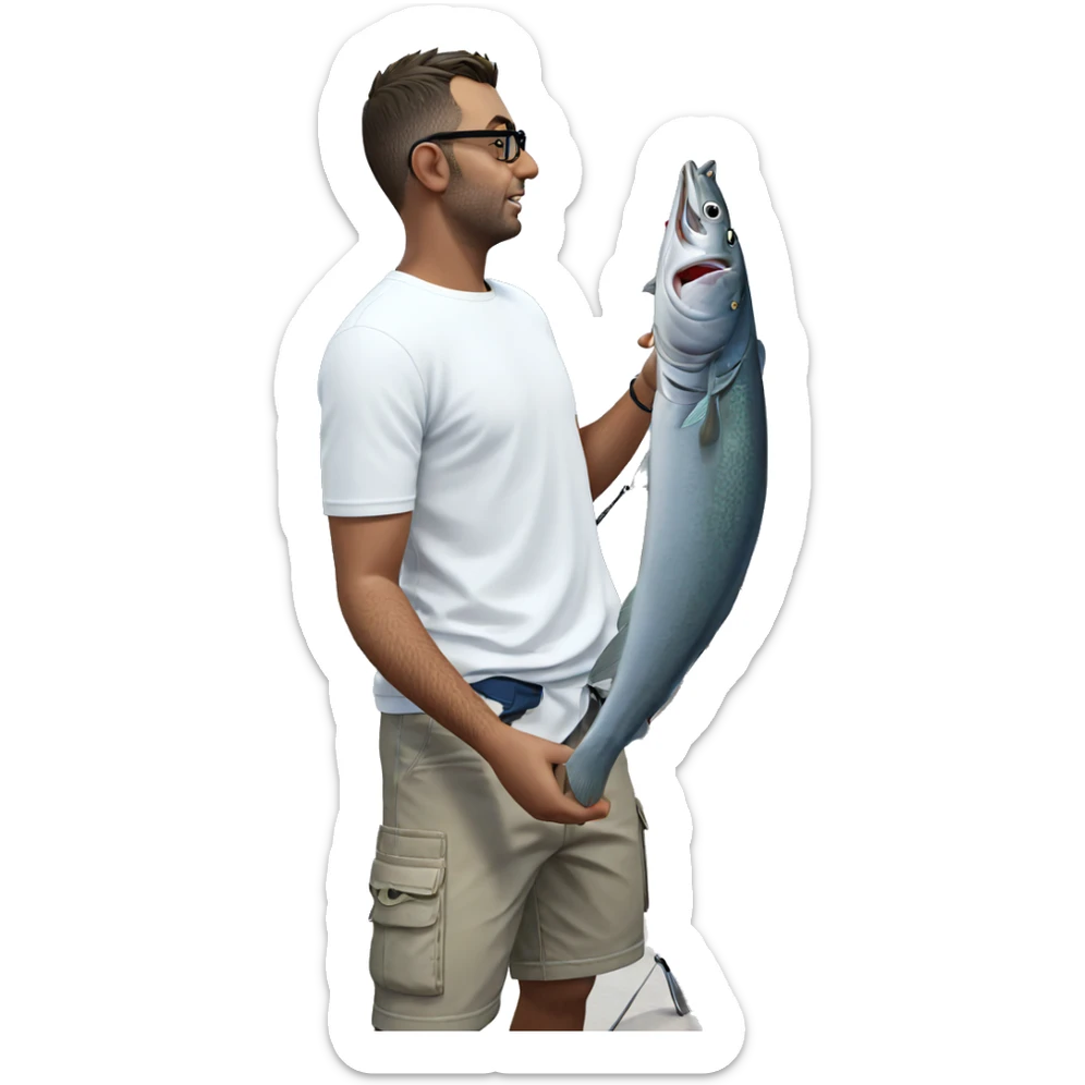 fishing boy at the beach sticker