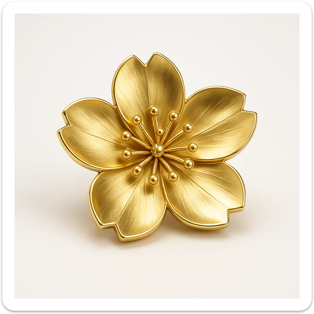 sakura cherry blossom, gold style sticker