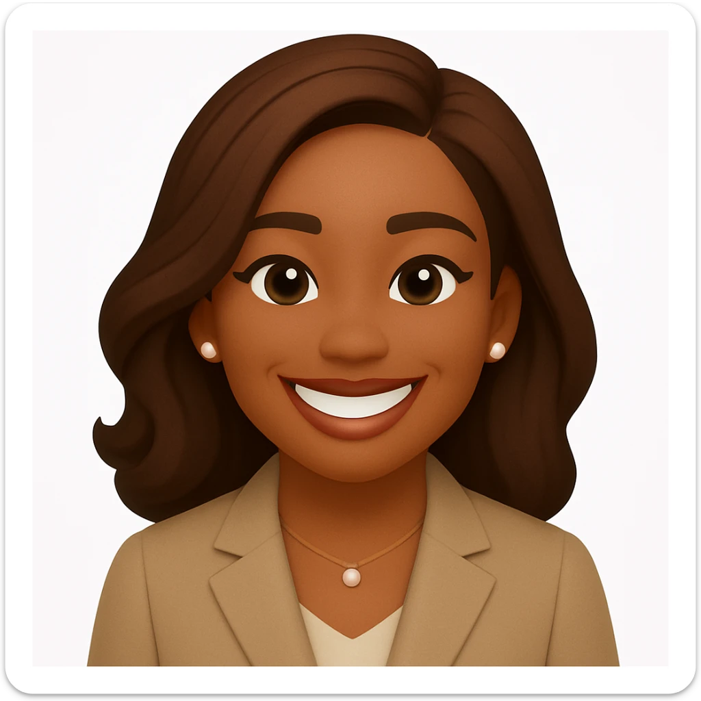 turn the second man in emoji style of the 1st image, match the facial features and match dressing style of the 2nd image, she is wearing suit sticker
