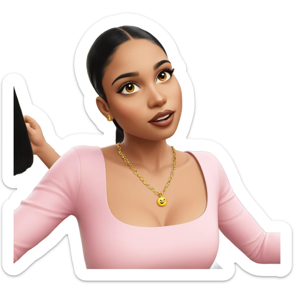 girl with black hair jewelry sticker