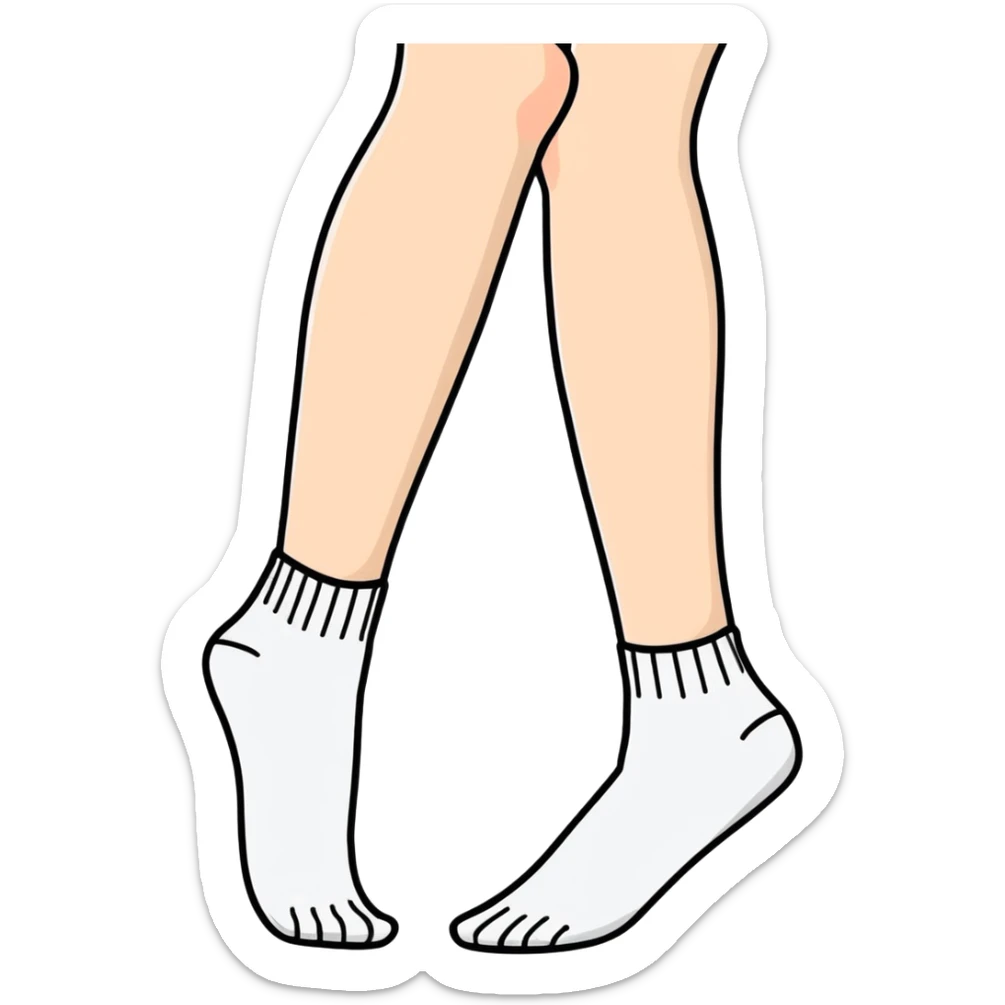 slender woman feet in white no-show socks with bottom view of soles sticker