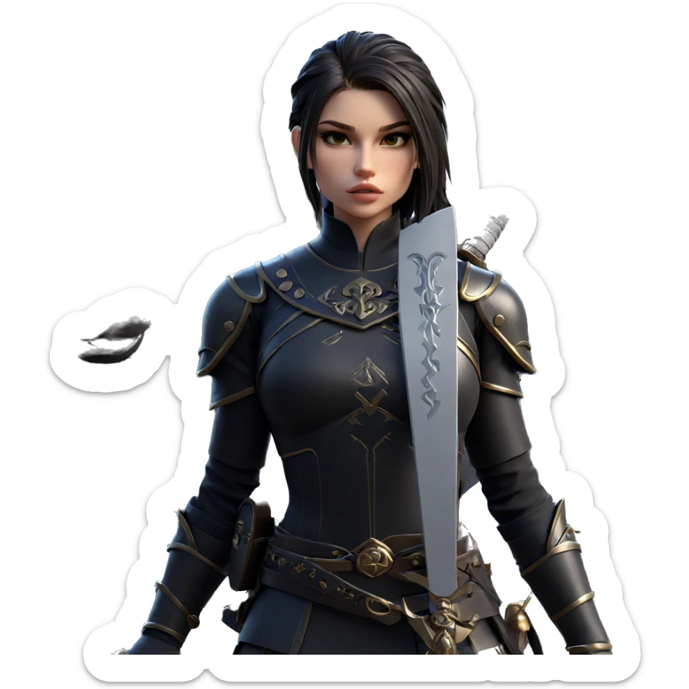 warrior girl with sword sticker