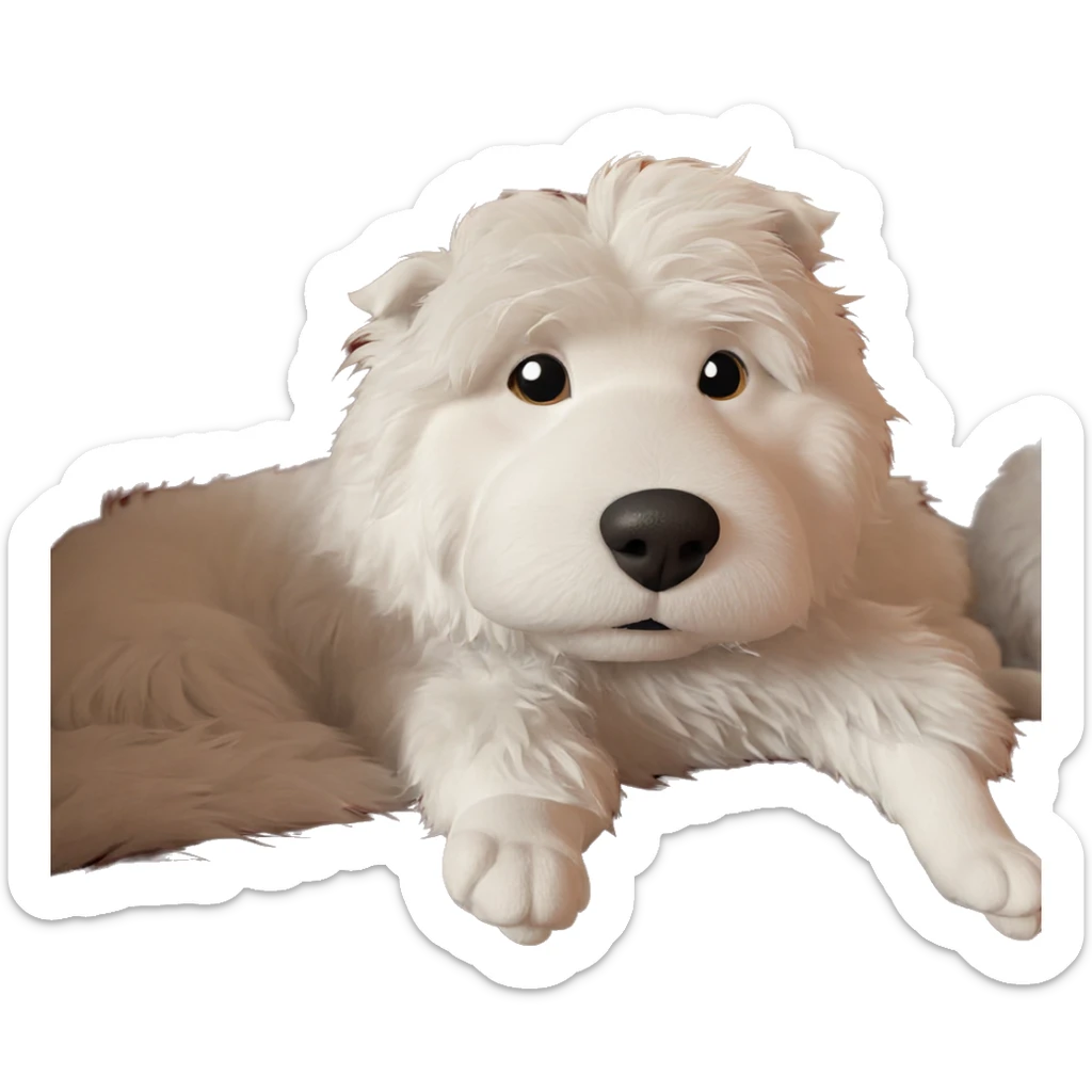 fluffy dog on couch sticker