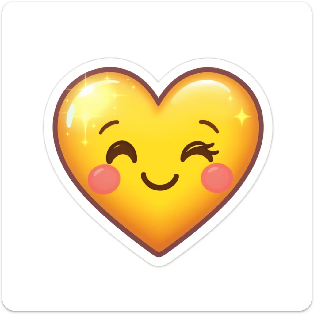 heart emoji, cute and shiny, no background sticker
