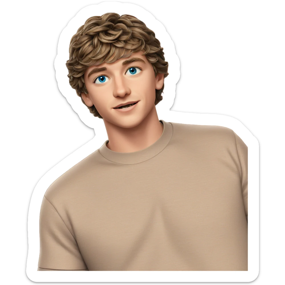 smiling boy with blue eyes sticker