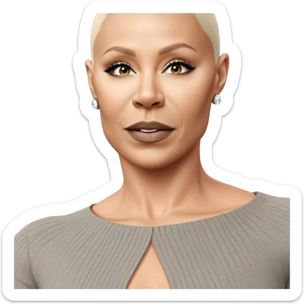 bald girl with earrings sticker