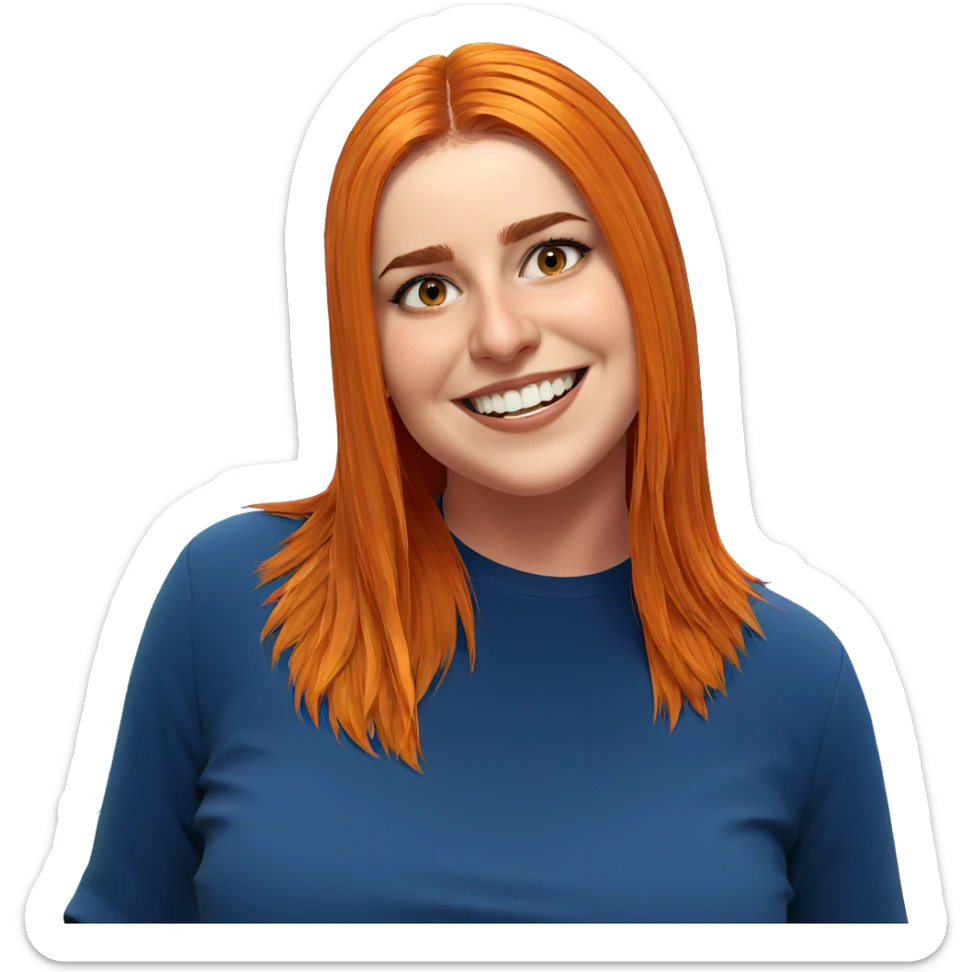smiling girl with orange hair sticker