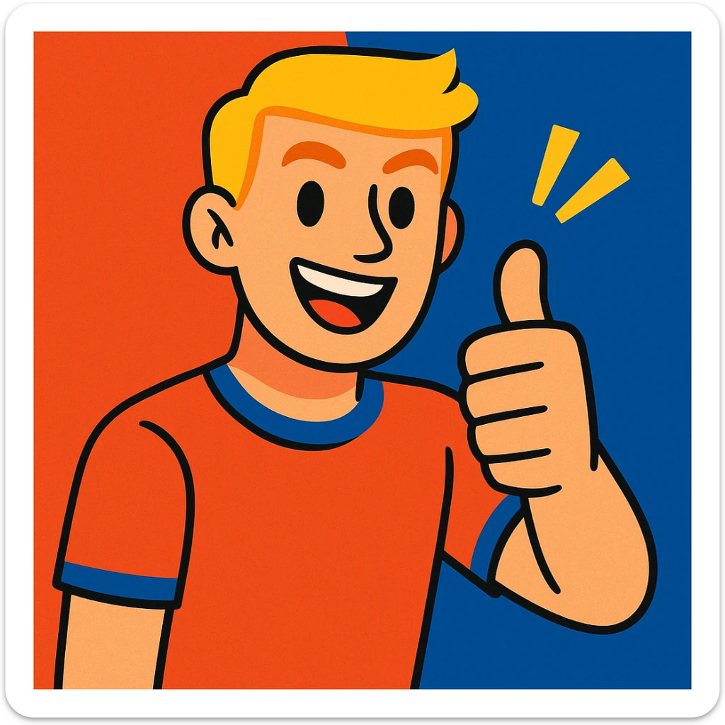 young blond man with short hair giving encouragement, vibrant toon style, cheerful and motivating expression sticker