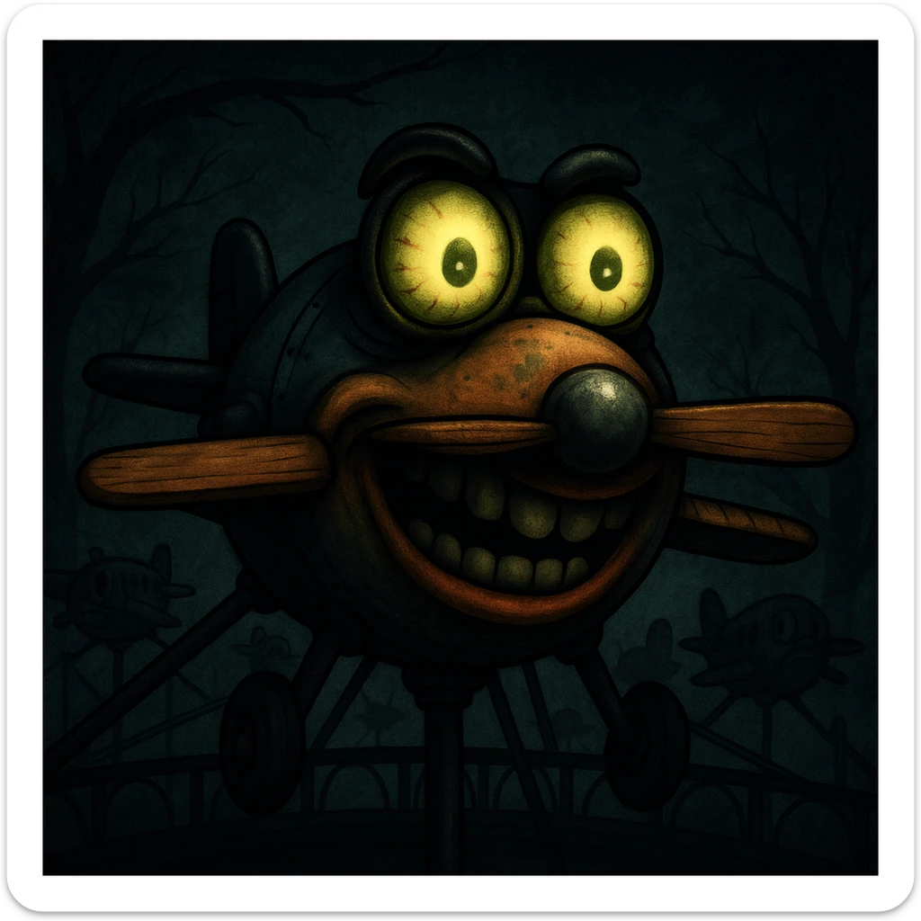 Avions manege du parc saint paul en emoji  rajoute et garde aspect terrifiante et rajoute  sticker