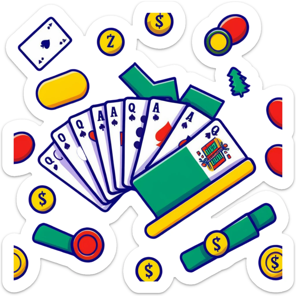 online casino games theme with Brazil and Mexico motifs, vibrant colors, festive sticker