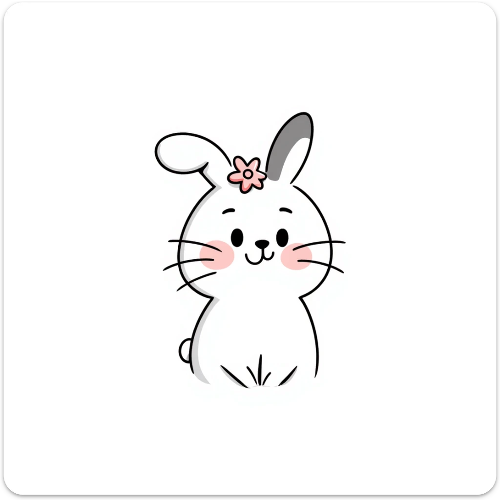 kawaii bunny with sparkly eyes and a huge smile, soft pastel colors, dreamy hand-drawn style sticker