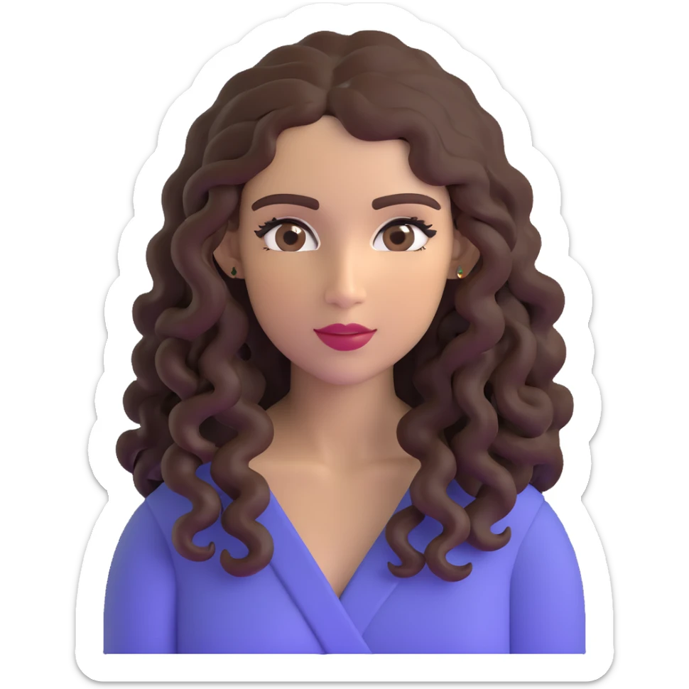 attractive Greek woman with long curly dark brown hair and light skin sticker