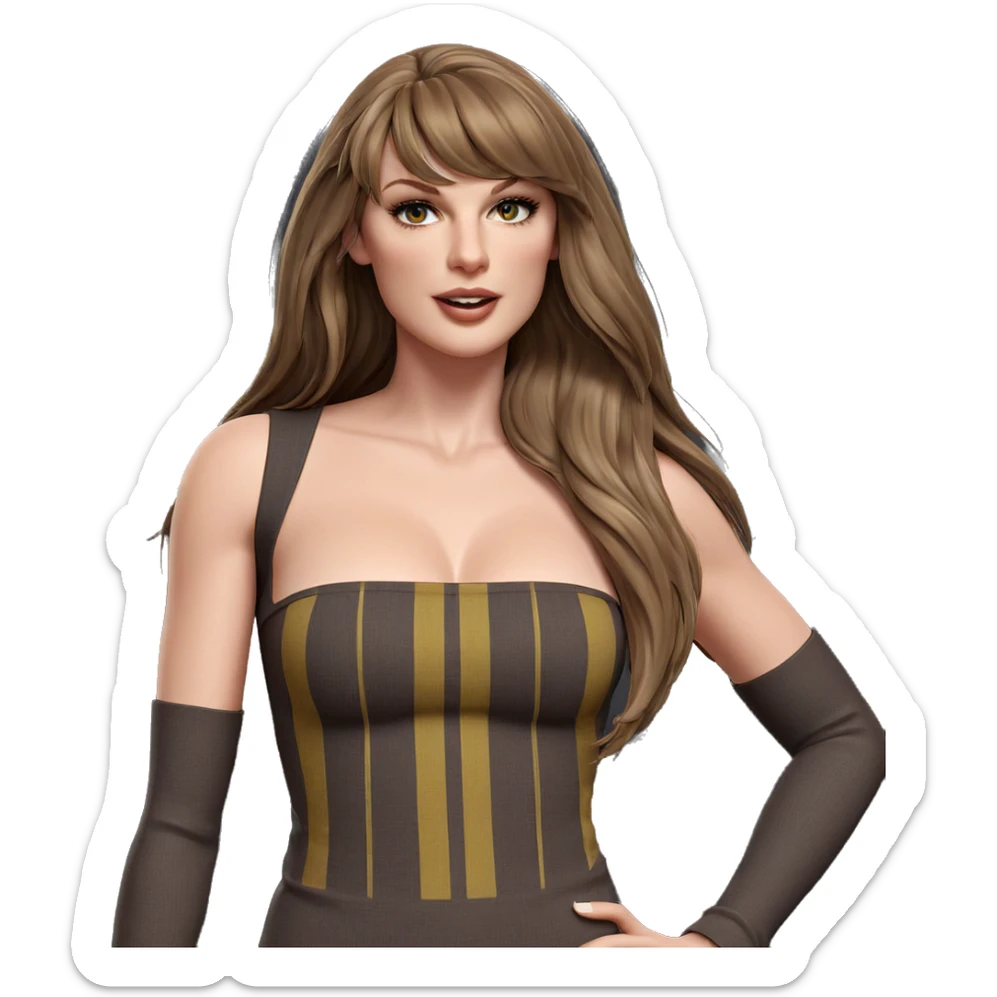 girl with long brown hair sticker