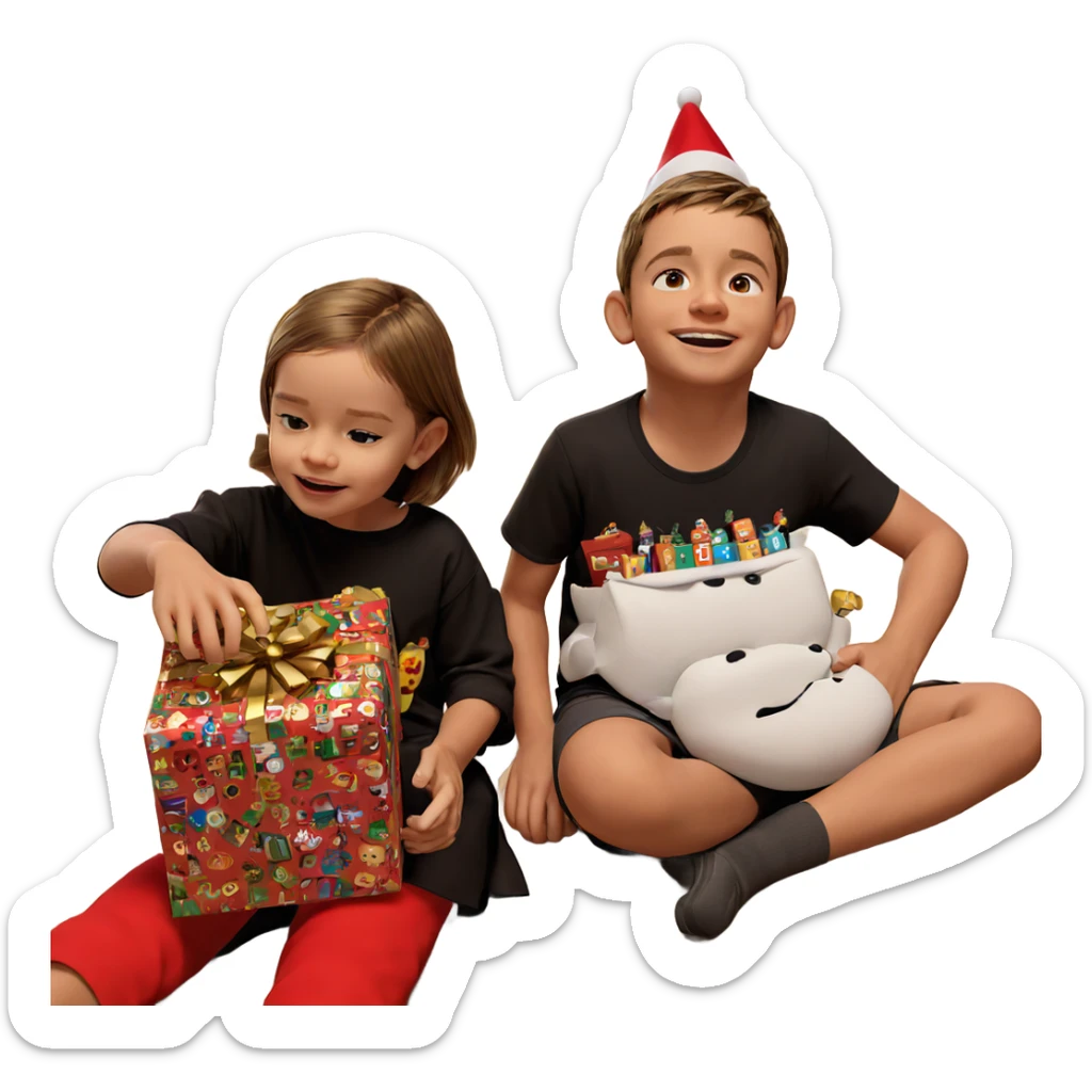 christmas morning with presents sticker