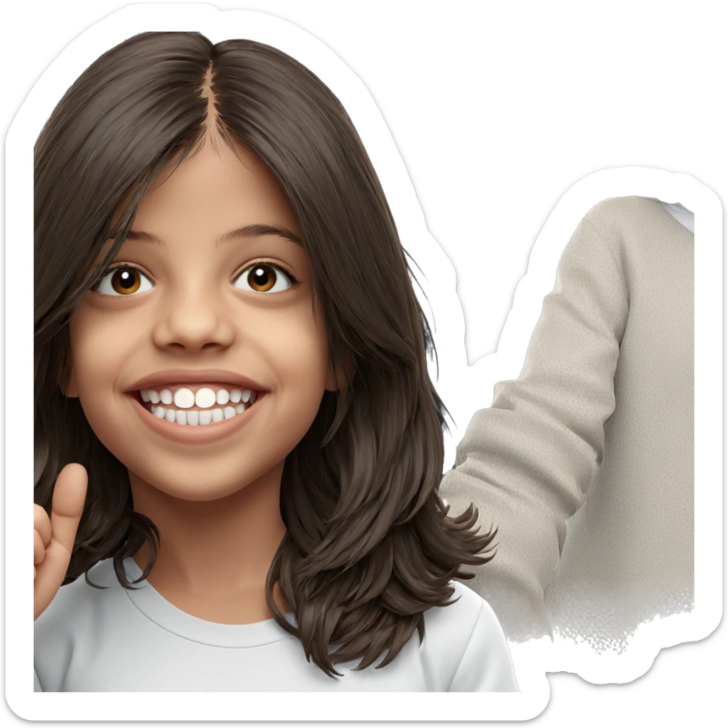 smiling girl with brown hair sticker