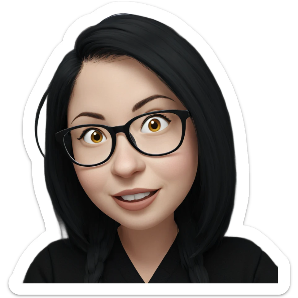 smiling girl with glasses sticker