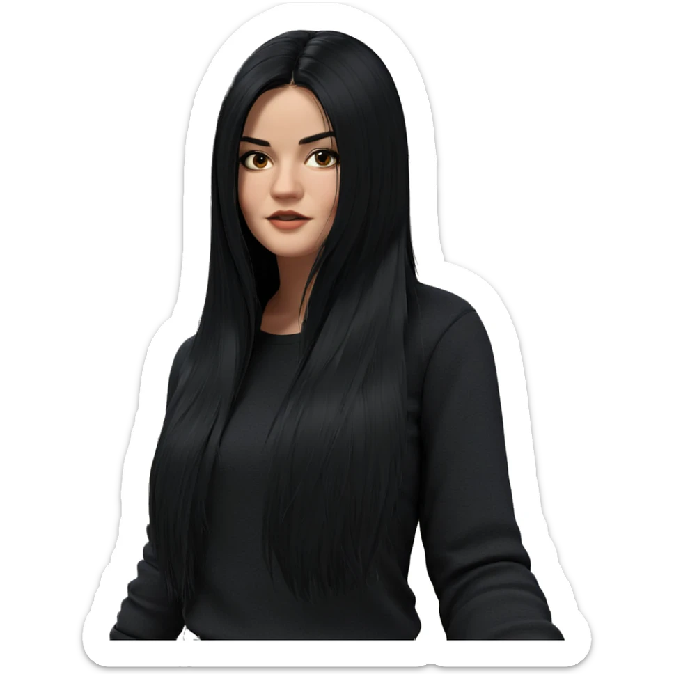 girl with long black hair sticker