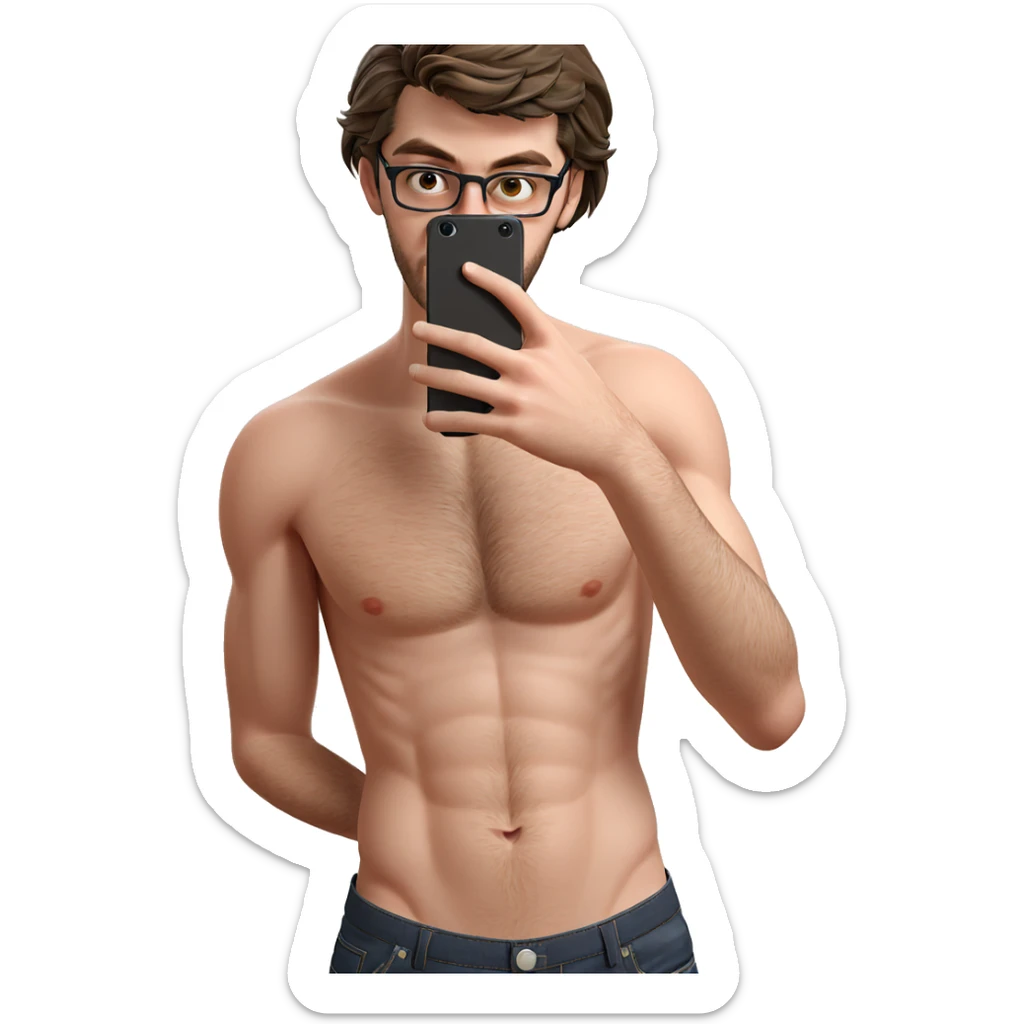 topless selfie in bathroom sticker