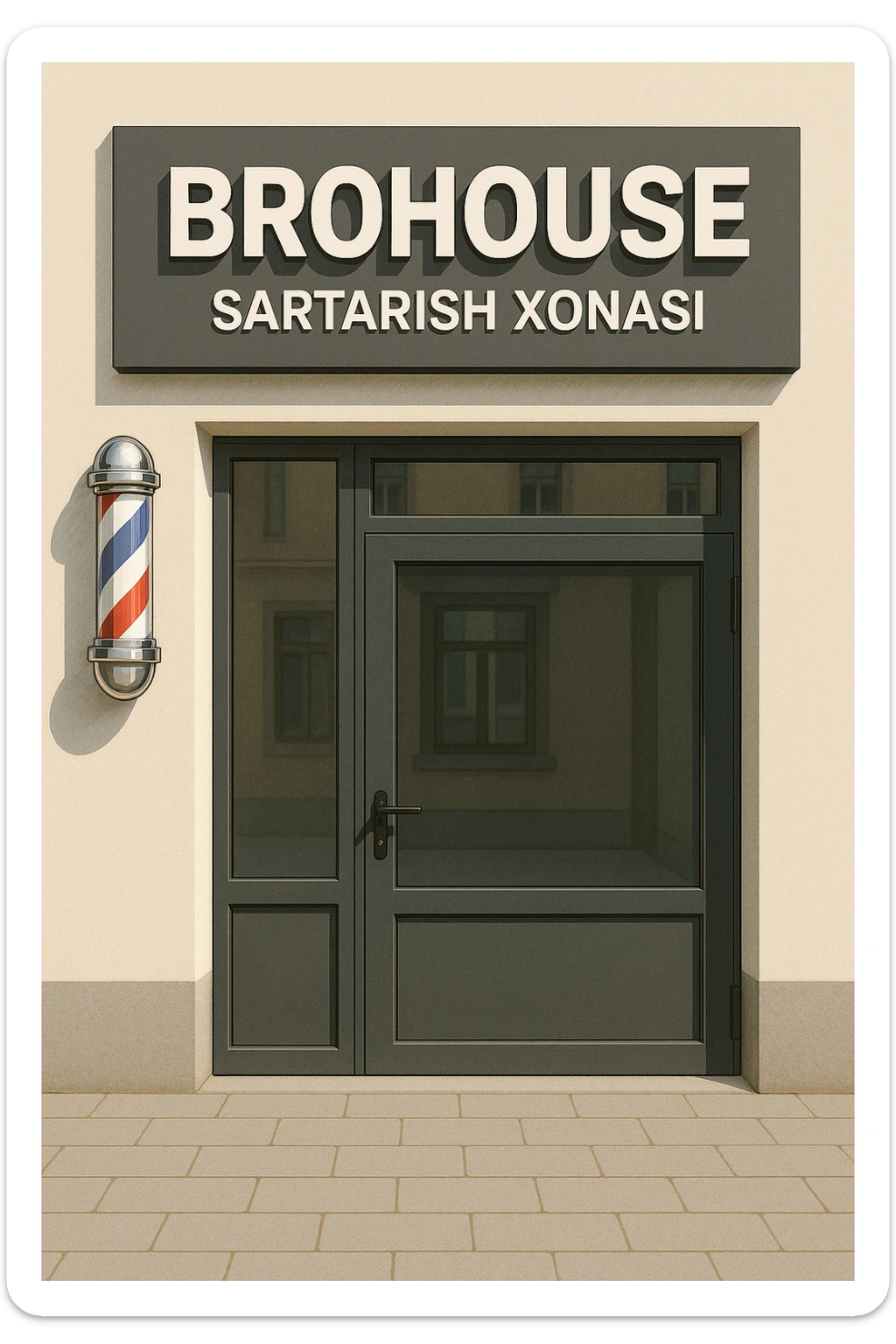 shu sartarosh xonani eshigi yopiq xolatda chizib bergin sticker