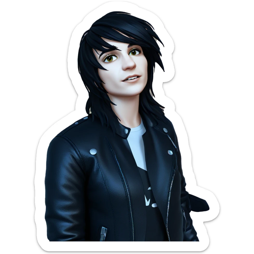 girl in leather jacket sticker