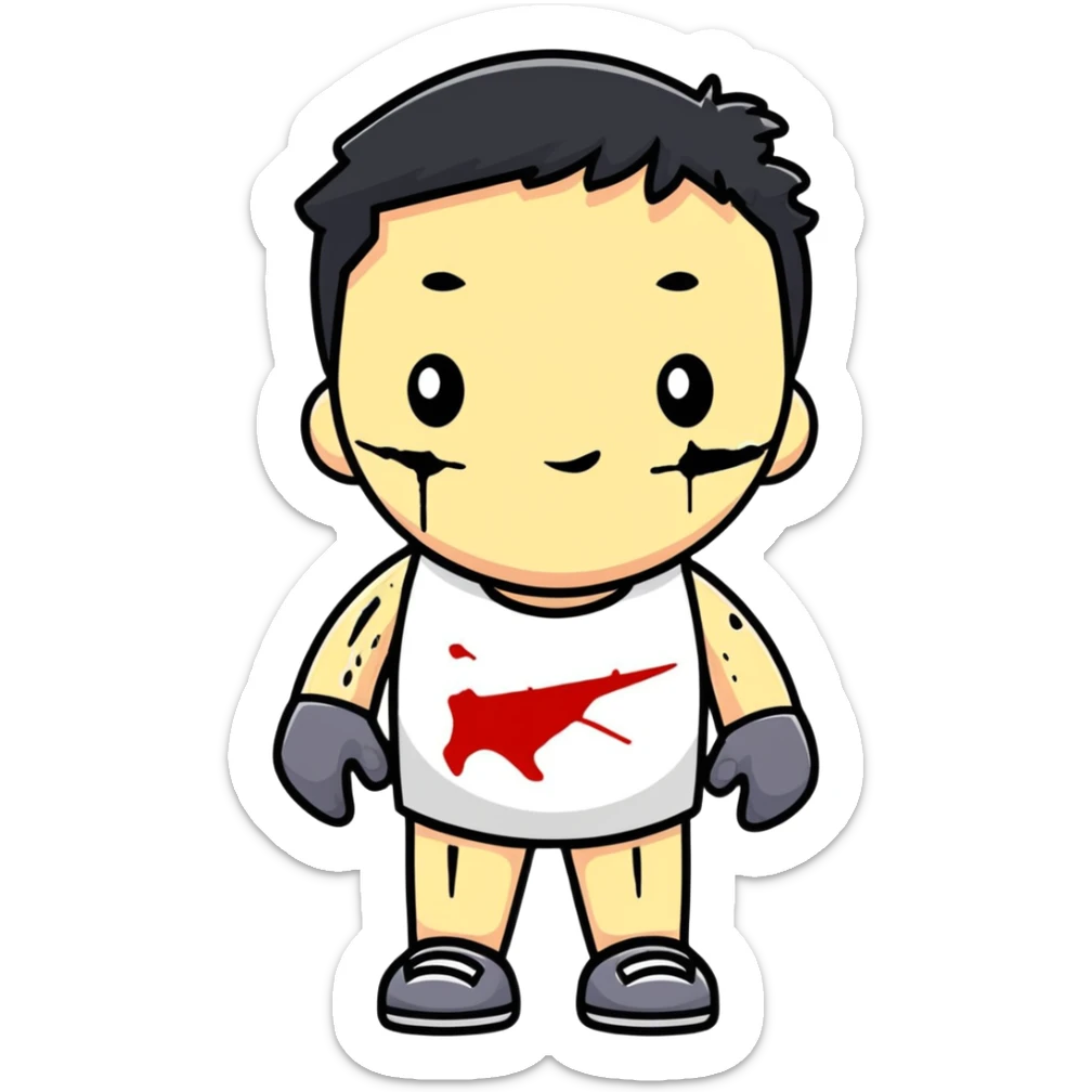 person with scrapes and bruises sticker