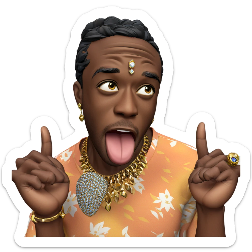 dark-skinned male with jewelry sticker