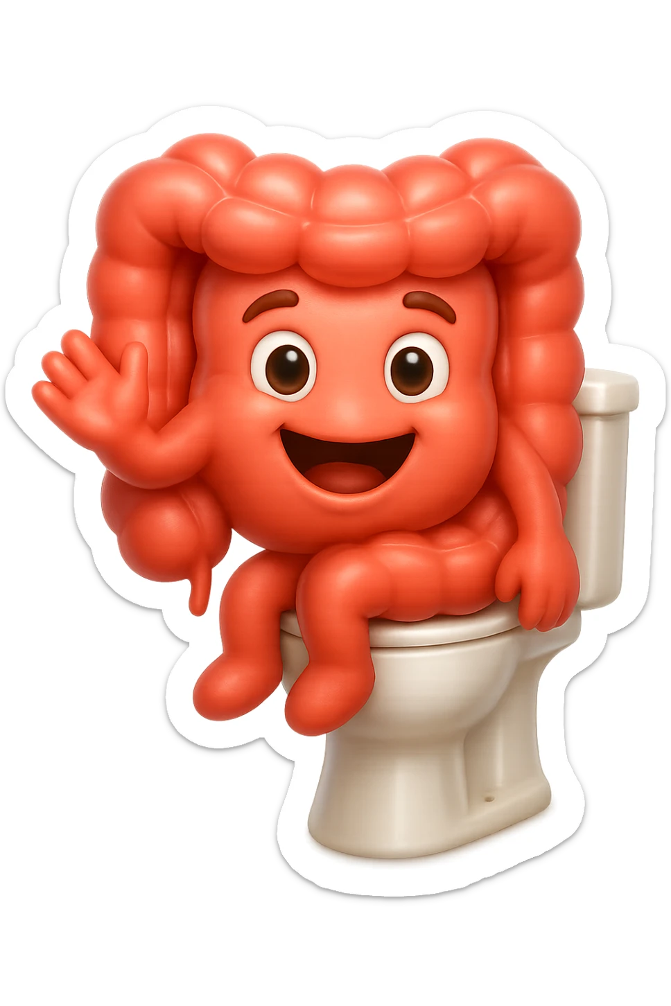 EMOJI STILE IPHONE 3D DI intestino felice seduto sul wc  FALLO MOLTO REALISTICO IN 3D sticker