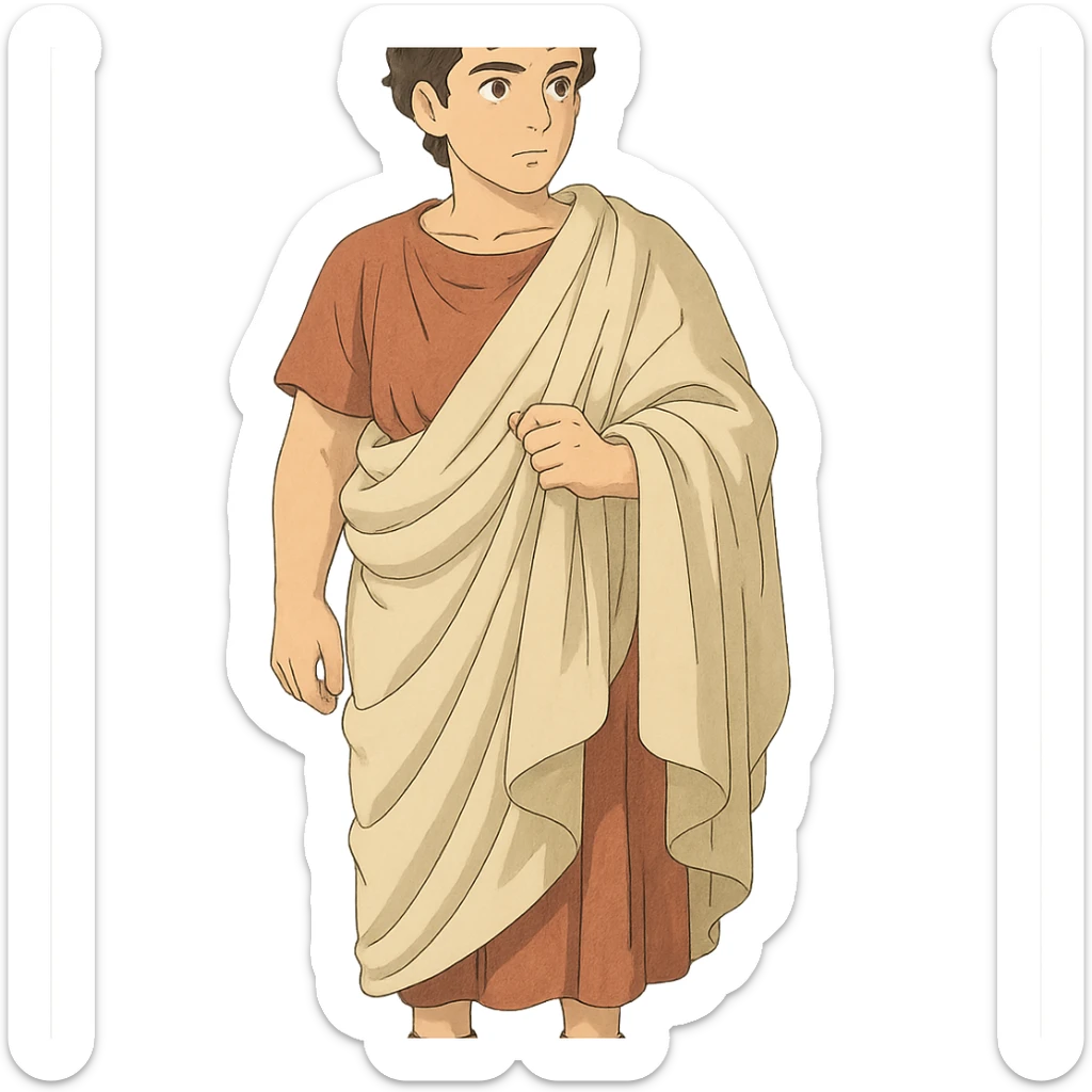 ghibli style illustration of Tiberius Gracchus wearing a Roman toga sticker
