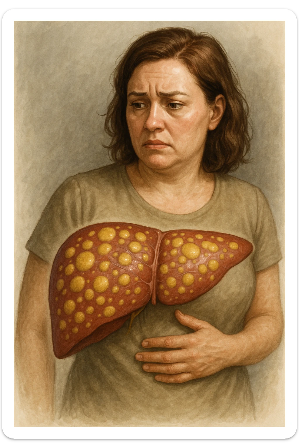 donna con fegato grasso sticker