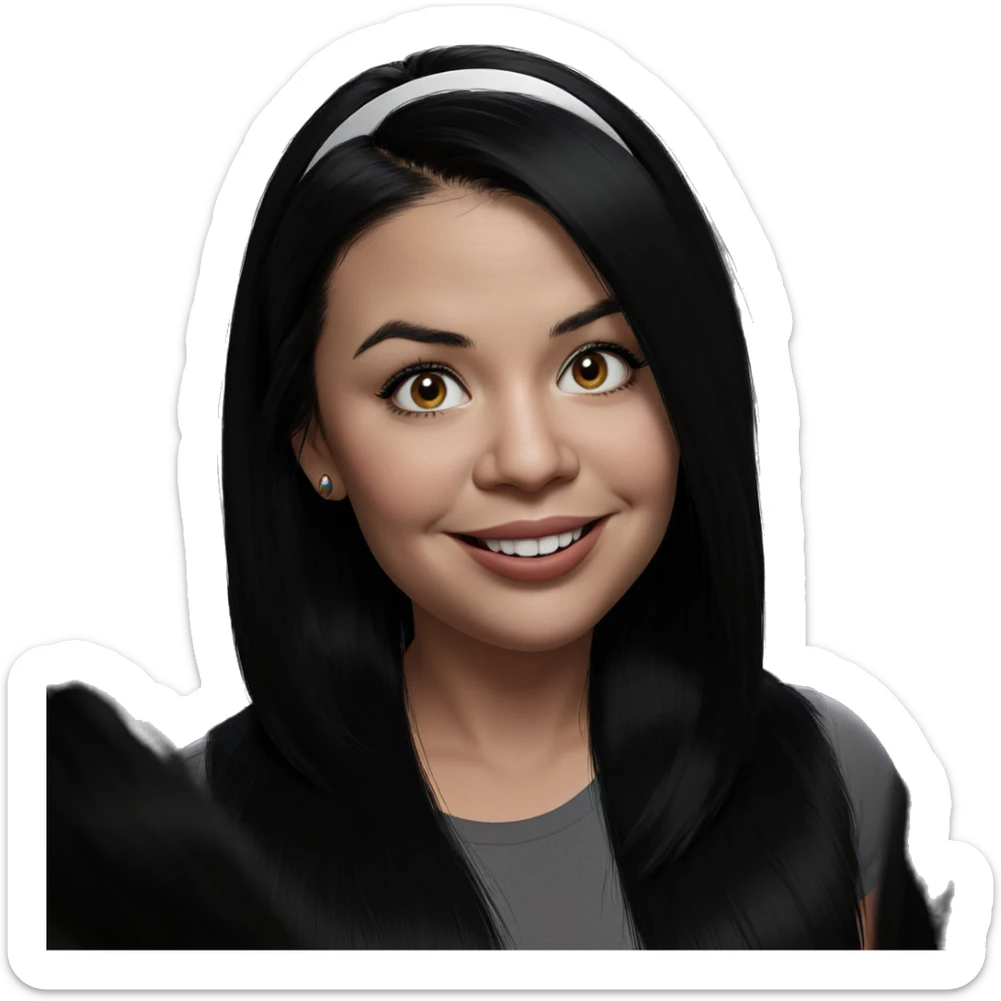 smiling girl with black hair sticker