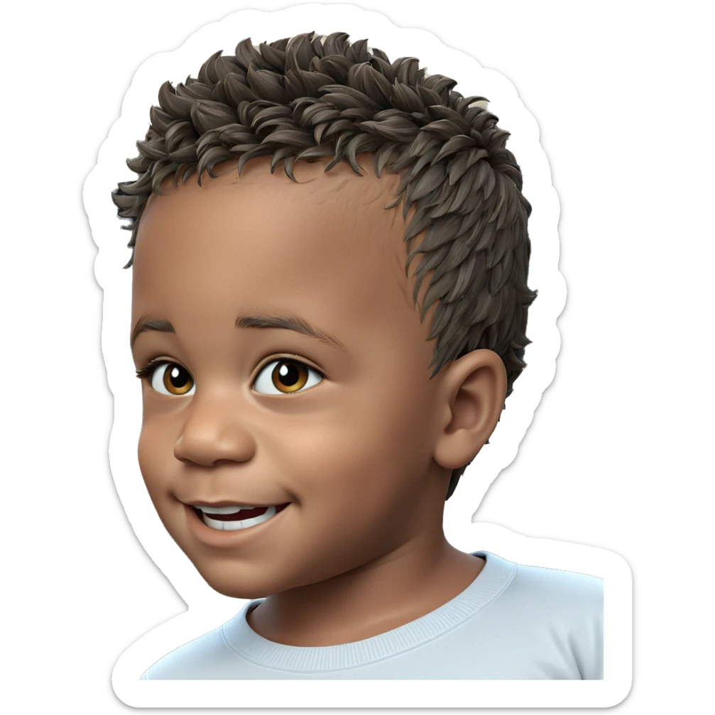 smiling boy in white shirt sticker