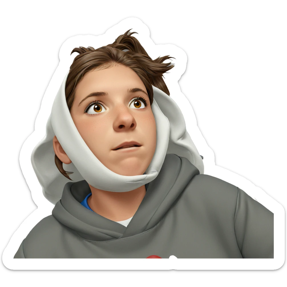 brown haired girl in hoodie sticker