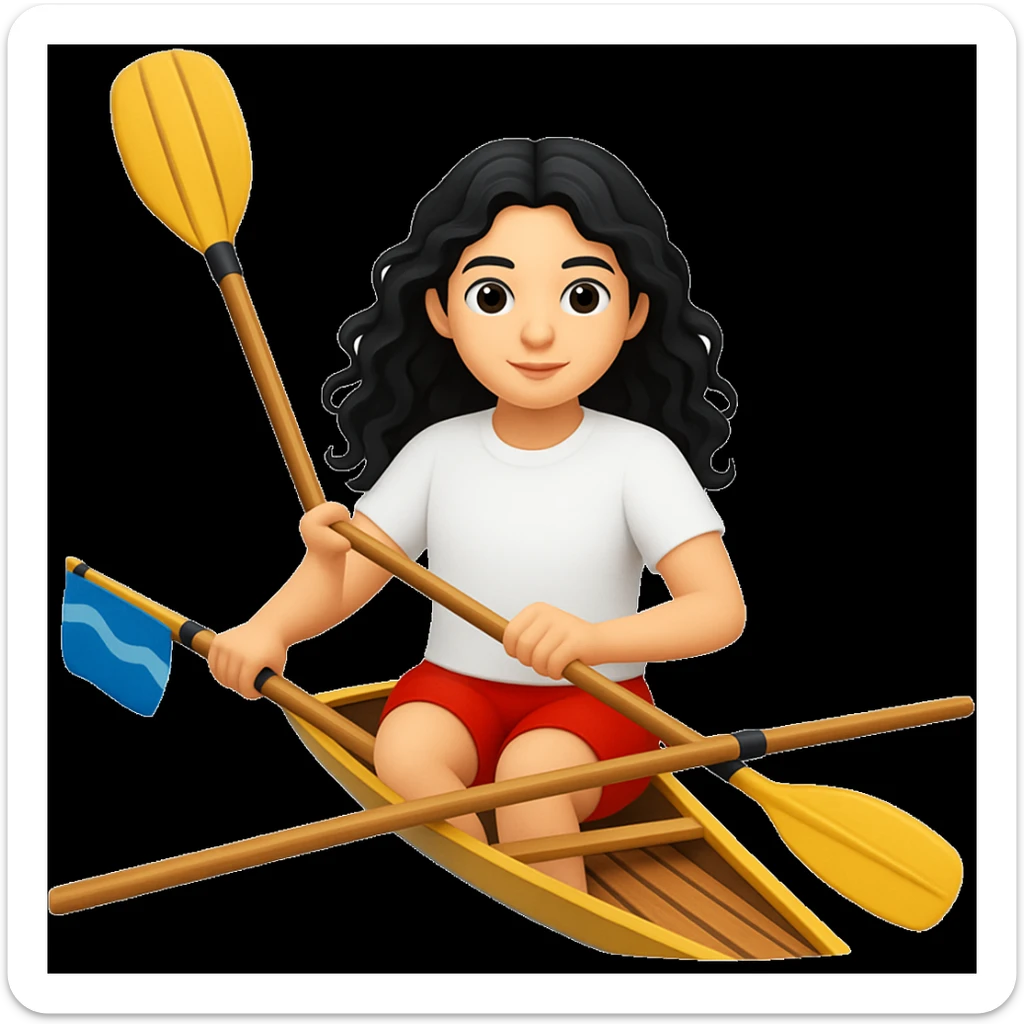 Make the girl's outfit red shorts and a white short-sleeved t-shirt in the style of apple style emojis sticker