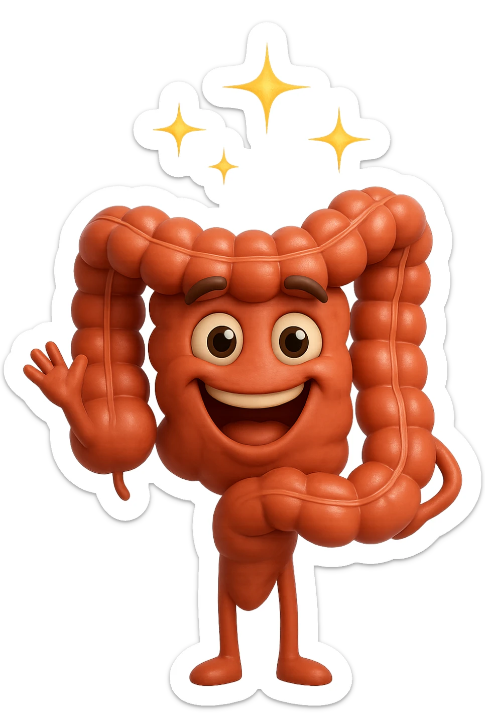 fammi un intestino identico a questo, ma felice e con le scintille di splendore dorate sopra, come se fosse in ottima salute sticker