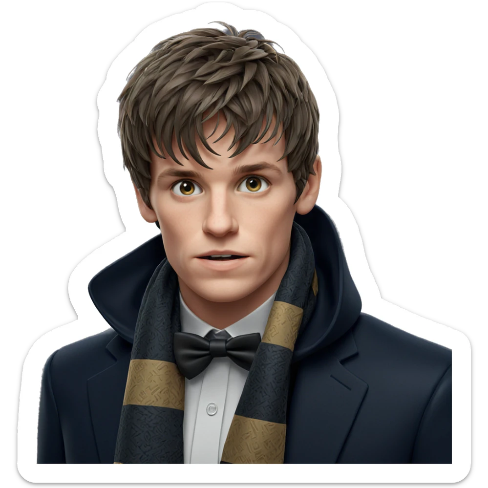 boy in bowtie with scarf sticker