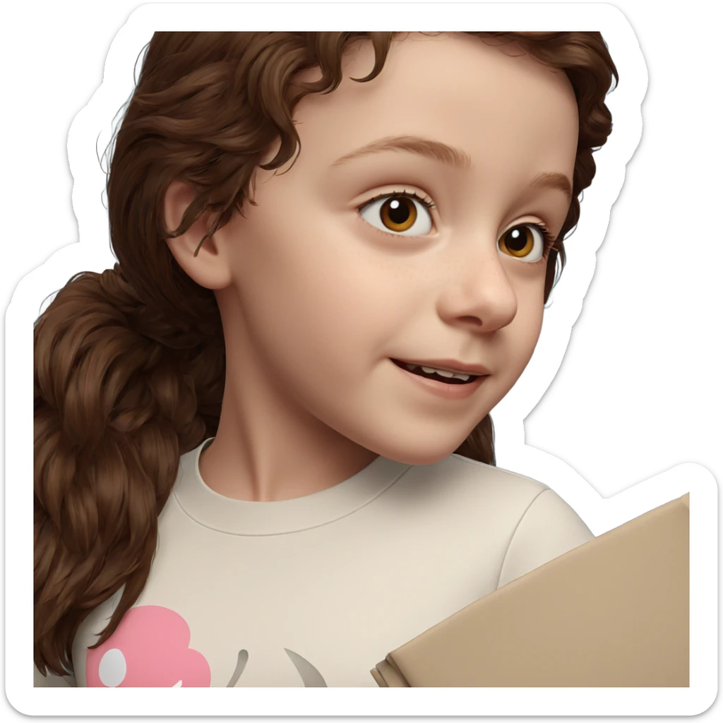 realistic girl with brown hair sticker