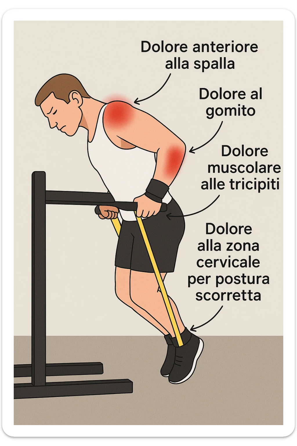 Dolore nel dip per errori di tecnica, facciamo capire bene i dolori in italiano sticker