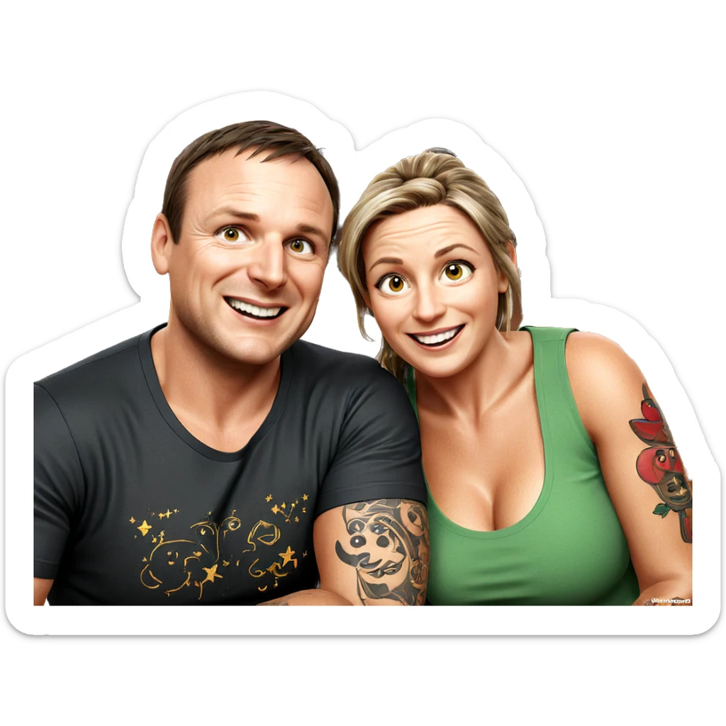 playful couple with tattoos sticker