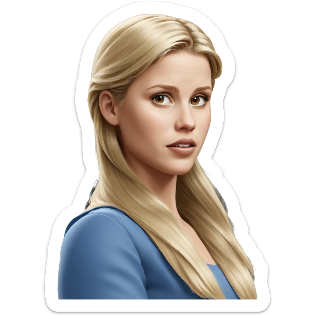 blonde girl in blue dress sticker