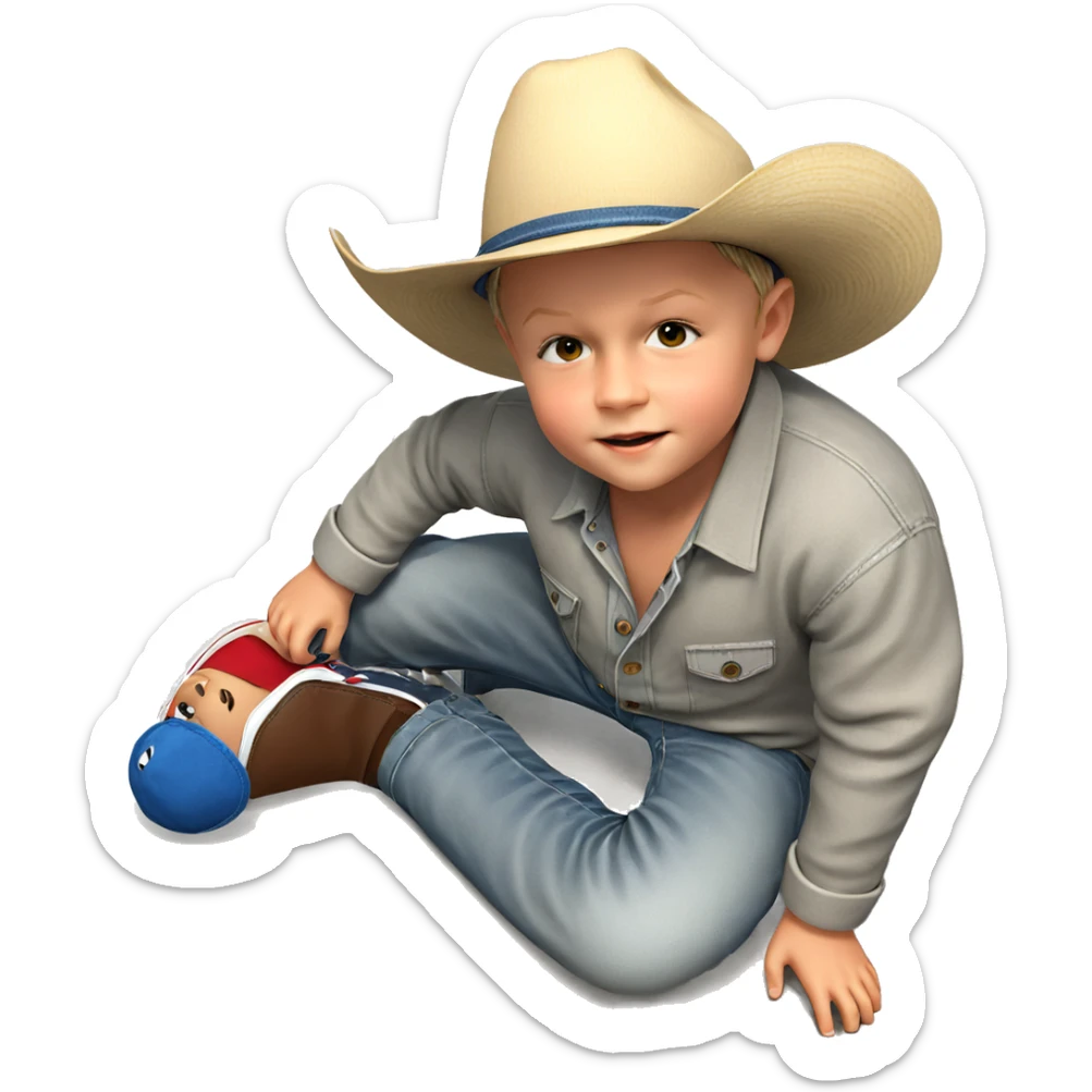 casual boy in denim hat sticker