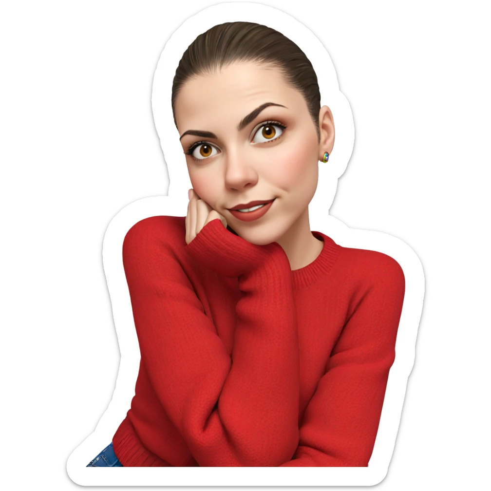 smiling girl in cozy sweater sticker
