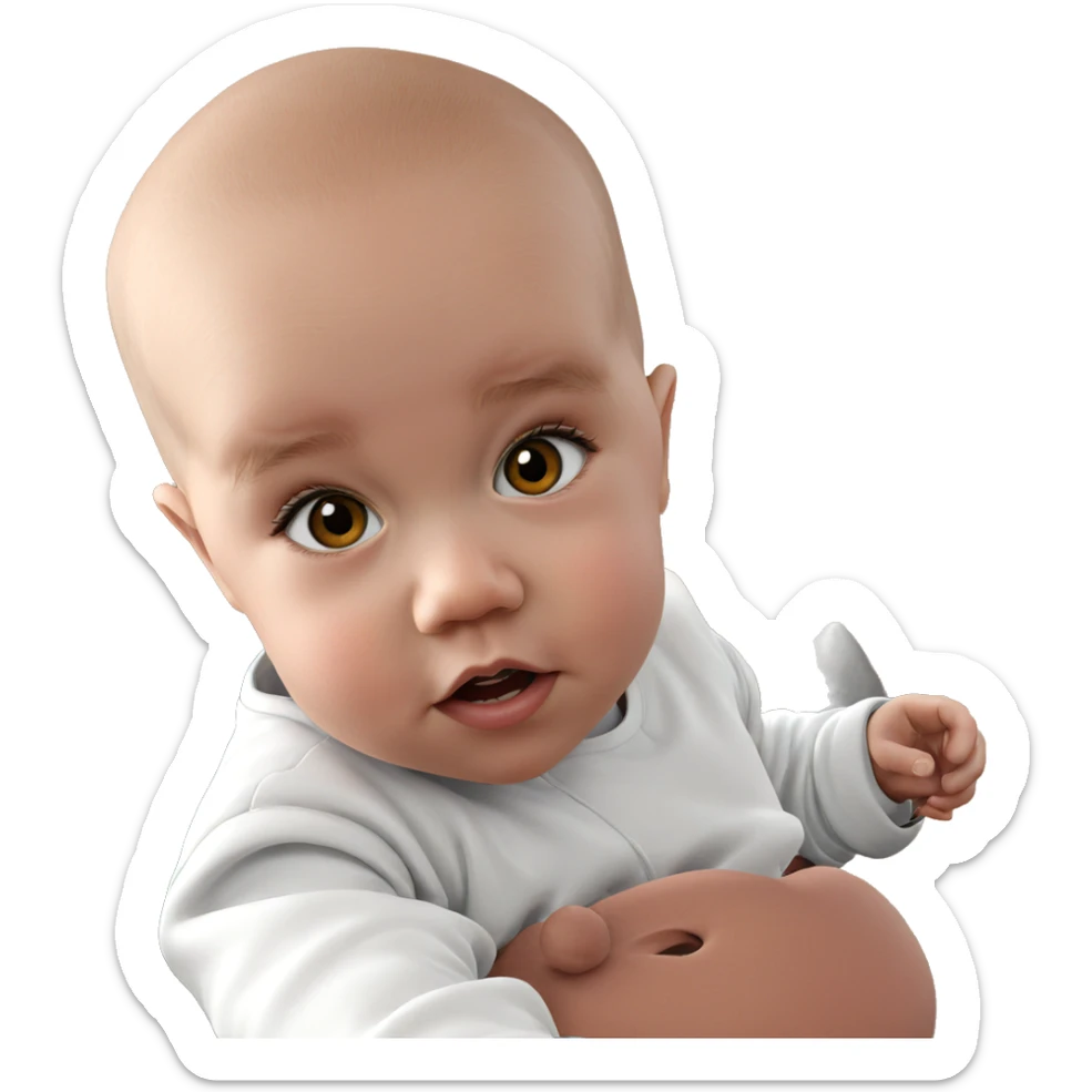 bald girl relaxing on couch sticker